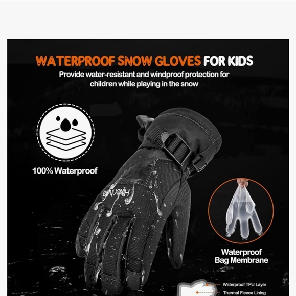 Waterproof gloves size small kids new with tags fits size 5-8 best - Picture 4 of 5